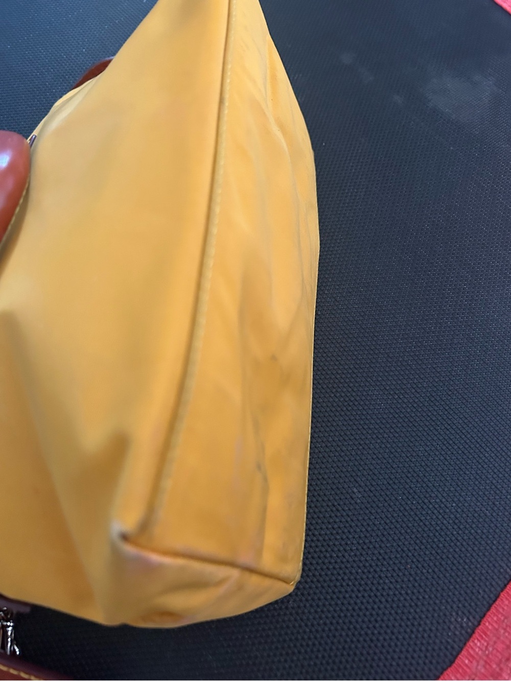 Dooney & Bourke Yellow Nylon Dome Satchel with Brown Leather Trim - Picture 12 of 14